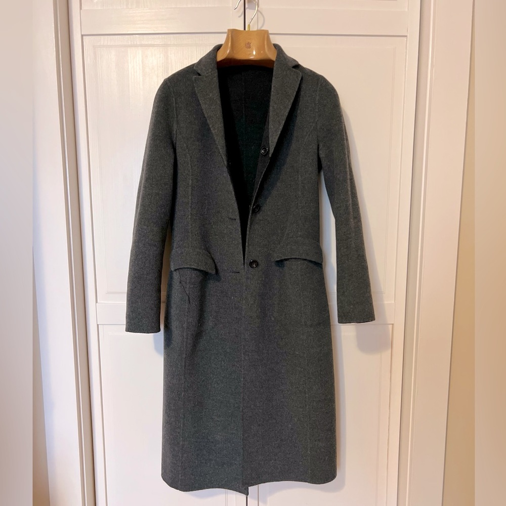 J Crew Dark Grey Wool Reversible Overcoat